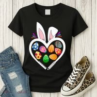 Funny Teacher Bunny Heart Easter Eggs Rabbit Easter Day Women's T-Shirt thumb 3