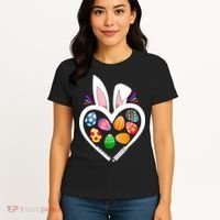 Funny Teacher Bunny Heart Easter Eggs Rabbit Easter Day Women's T-Shirt thumb 4