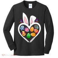Funny Teacher Bunny Heart Easter Eggs Rabbit Easter Day Kids Long Sleeve Shirt thumb 0