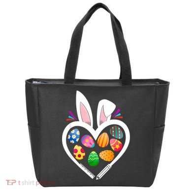 Funny Teacher Bunny Heart Easter Eggs Rabbit Easter Day Tote Bag