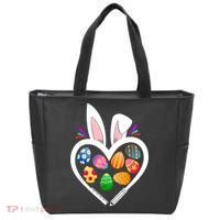 Funny Teacher Bunny Heart Easter Eggs Rabbit Easter Day Tote Bag thumb 0
