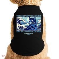 Funny The Blue Wave Is Coming And Its Covered In Cat Hair Harris Walz 2024 Doggie Tank thumb 0