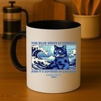 Funny The Blue Wave Is Coming And Its Covered In Cat Hair Harris Walz 2024 Coffee Mug thumb 4
