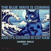 Funny The Blue Wave Is Coming And Its Covered In Cat Hair Harris Walz 2024 Beanie thumb 2