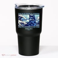Funny The Blue Wave Is Coming And Its Covered In Cat Hair Harris Walz 2024 Tumbler thumb 0