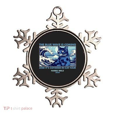 Funny The Blue Wave Is Coming And Its Covered In Cat Hair Harris Walz 2024 Ornament