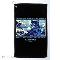 Funny The Blue Wave Is Coming And Its Covered In Cat Hair Harris Walz 2024 Golf Towel thumb 0