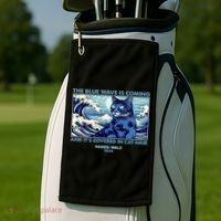Funny The Blue Wave Is Coming And Its Covered In Cat Hair Harris Walz 2024 Golf Towel thumb 2