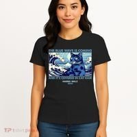 Funny The Blue Wave Is Coming And Its Covered In Cat Hair Harris Walz 2024 Women's T-Shirt thumb 4
