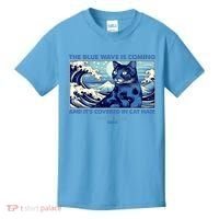 Funny The Blue Wave Is Coming And Its Covered In Cat Hair Harris Walz 2024 Kids T-Shirt thumb 0
