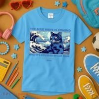 Funny The Blue Wave Is Coming And Its Covered In Cat Hair Harris Walz 2024 Kids T-Shirt thumb 3