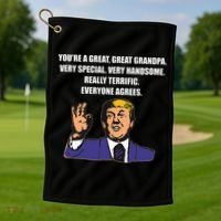 Funny Trump Best Grandpa Ever Everyone Agrees Golf Towel thumb 1