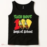 Funny Taco Bout 100 Days Of School Tank Top thumb 2