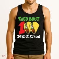 Funny Taco Bout 100 Days Of School Tank Top thumb 3