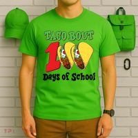 Funny Taco Bout 100 Days Of School T-Shirt thumb 6