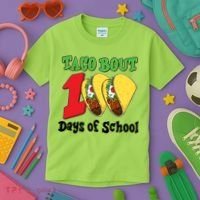 Funny Taco Bout 100 Days Of School Kids T-Shirt thumb 3