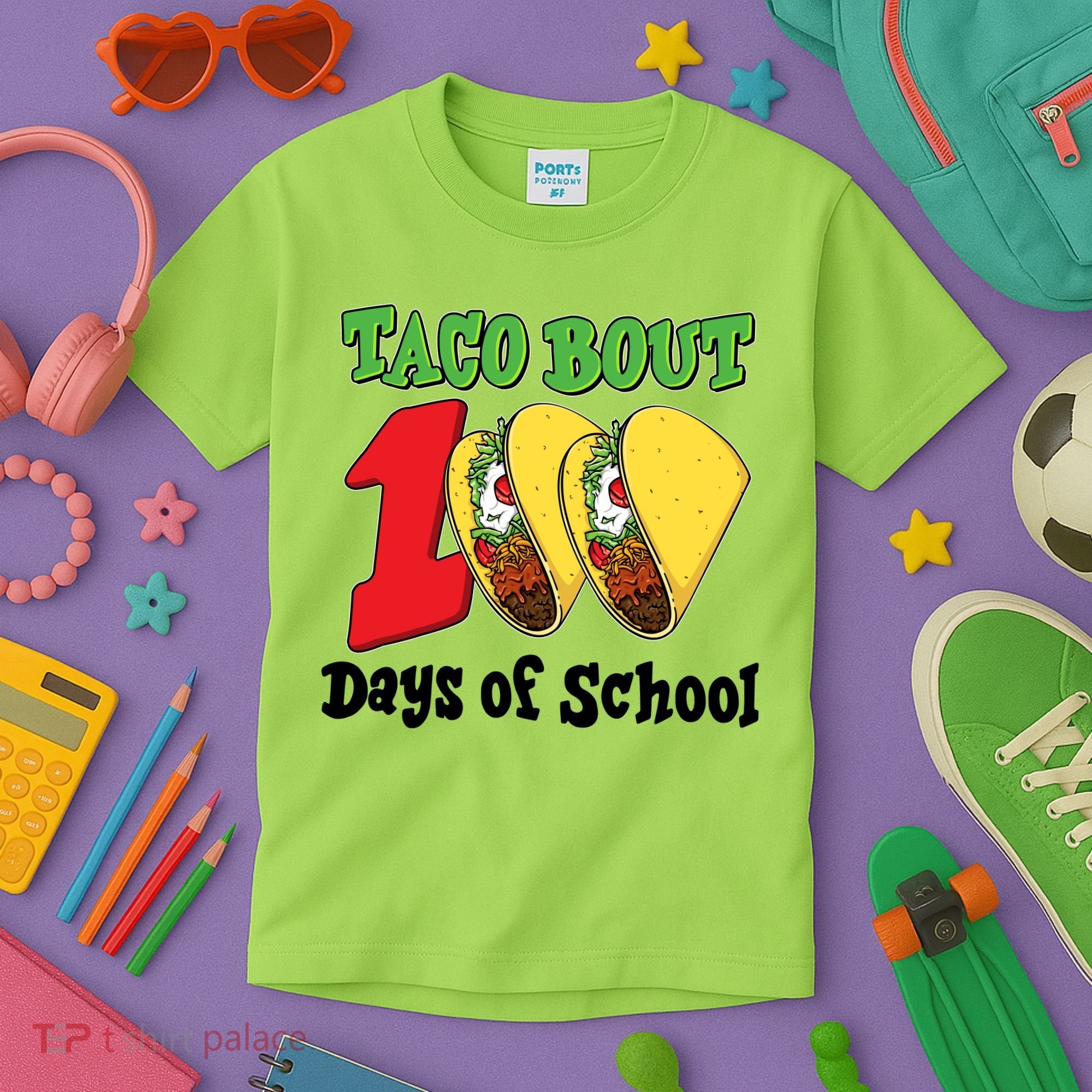 Funny Taco Bout 100 Days Of School Kids T-Shirt