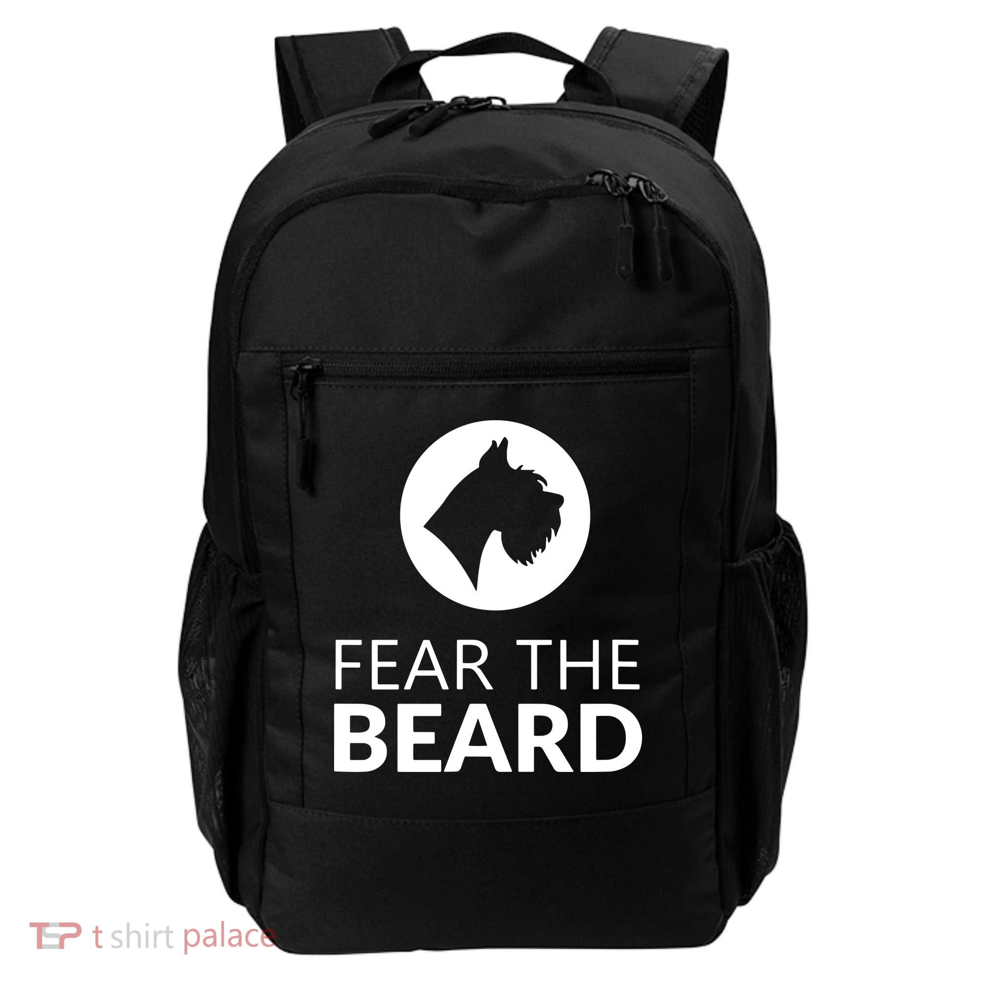 Fear The Beard Funny Schnauzer Lover Backpack