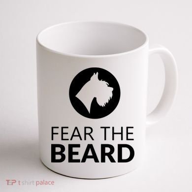 Fear The Beard Funny Schnauzer Lover Coffee Mug back