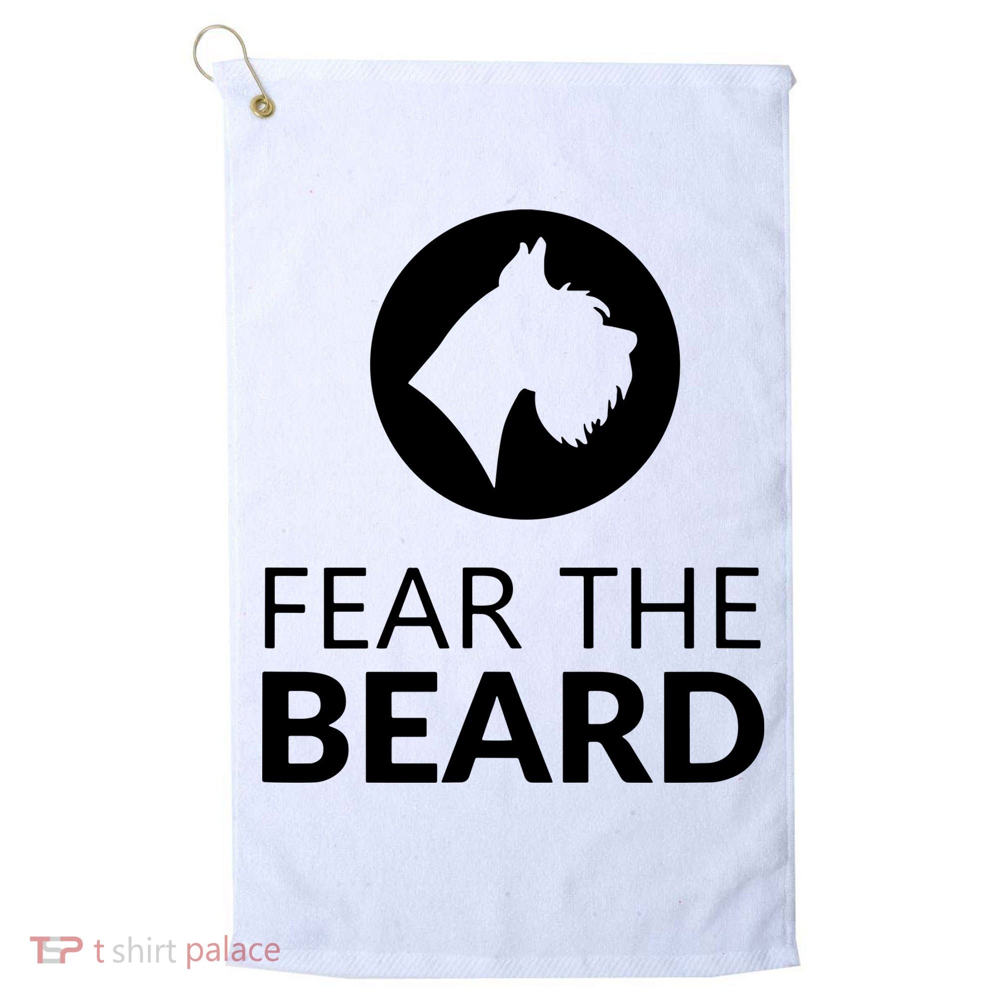 Fear The Beard Funny Schnauzer Lover Golf Towel