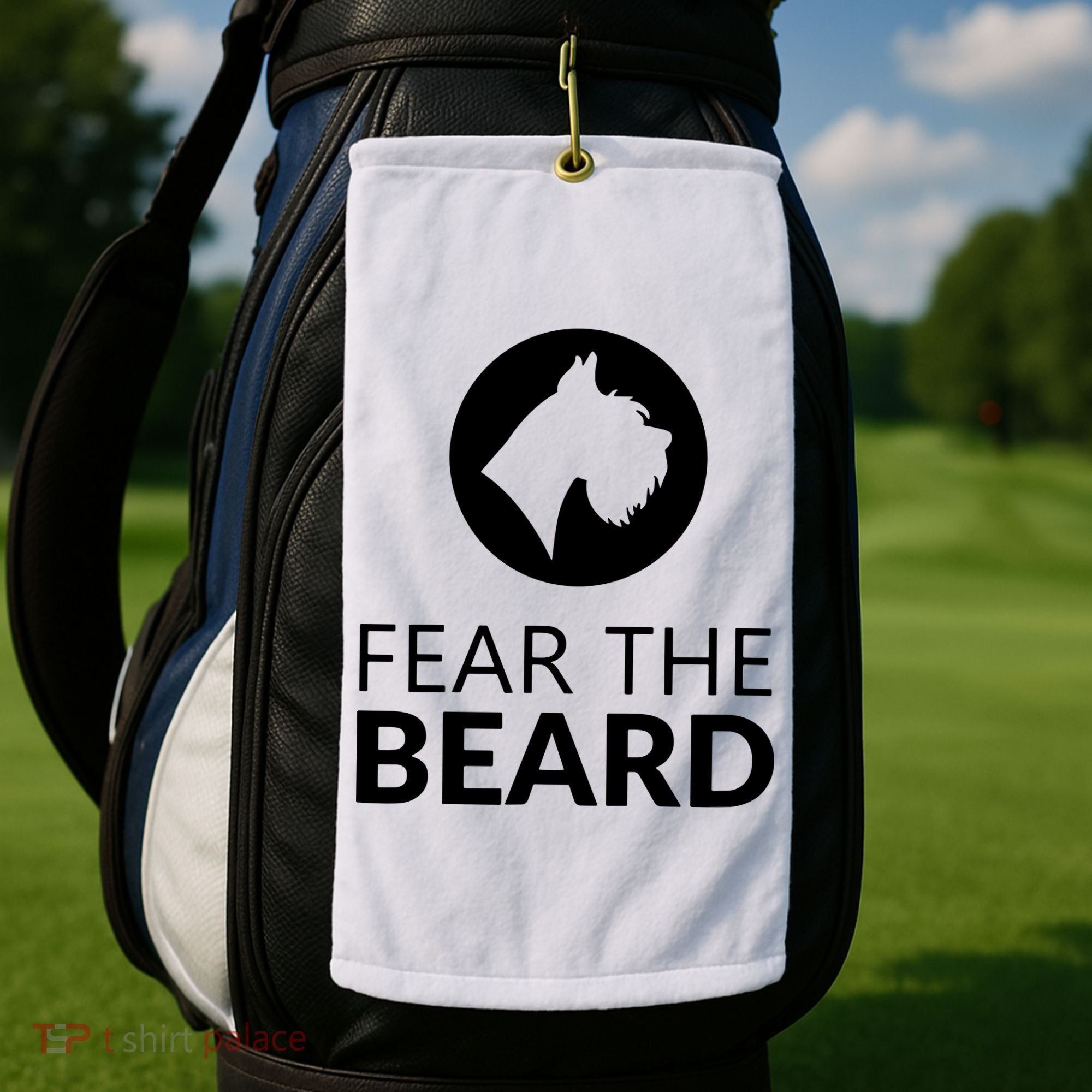 Fear The Beard Funny Schnauzer Lover Golf Towel