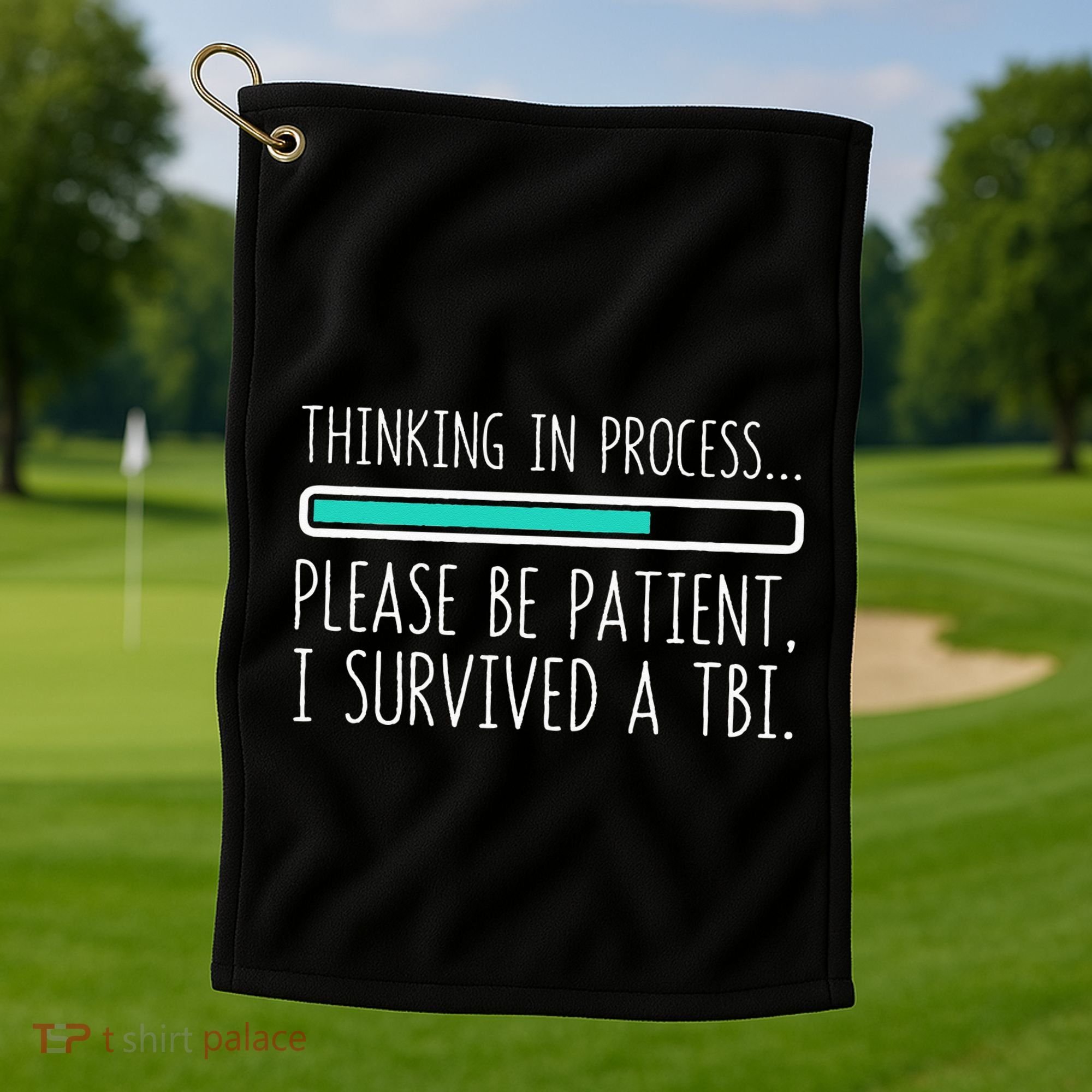 Funny Traumatic Brain Injury Awareness Thinking In Process Golf Towel