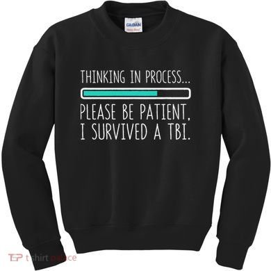 Funny Traumatic Brain Injury Awareness Thinking In Process Kids Sweatshirt