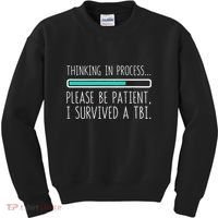 Funny Traumatic Brain Injury Awareness Thinking In Process Kids Sweatshirt thumb 0
