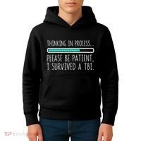 Funny Traumatic Brain Injury Awareness Thinking In Process Kids Hoodie thumb 4
