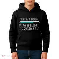 Funny Traumatic Brain Injury Awareness Thinking In Process Kids Hoodie thumb 4