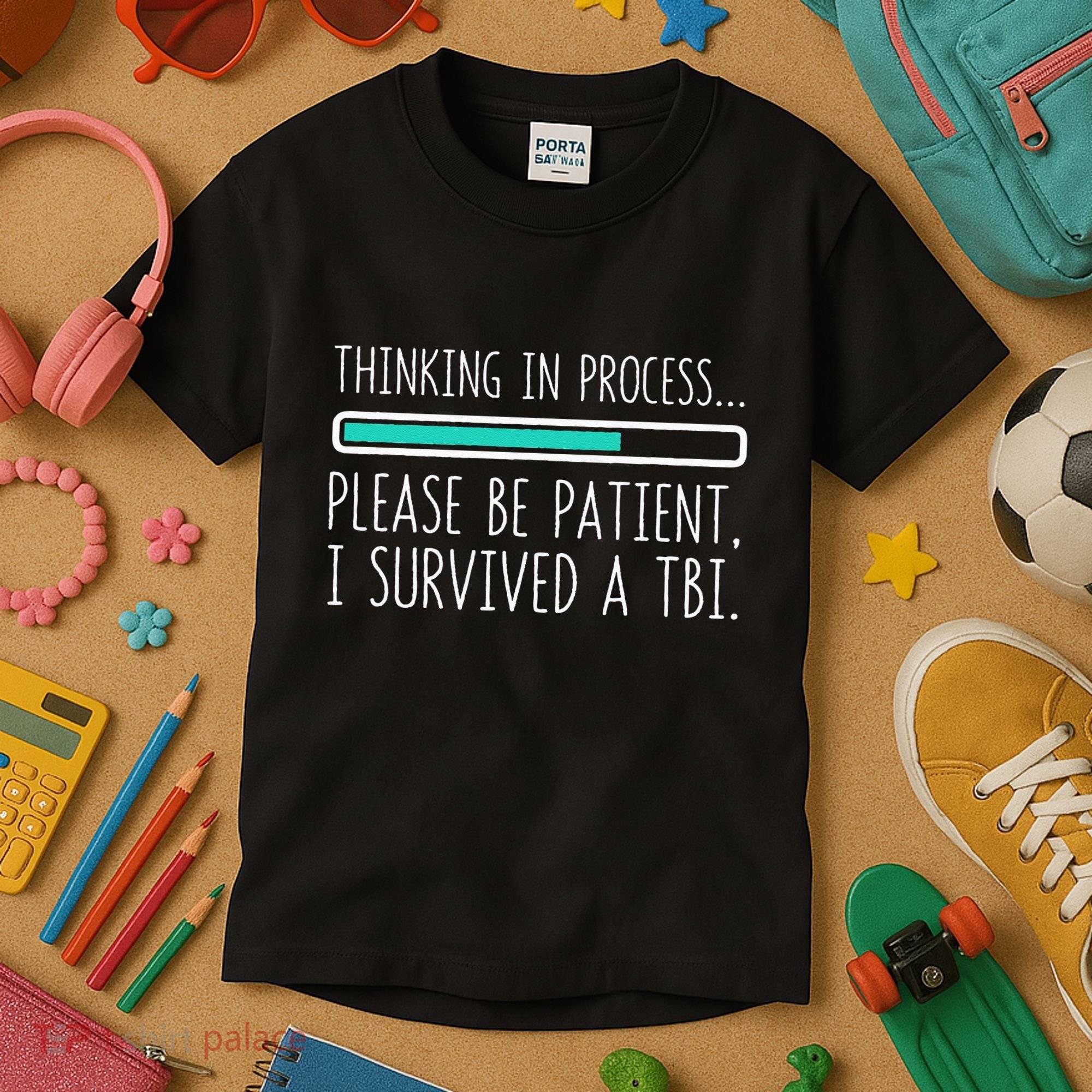 Funny Traumatic Brain Injury Awareness Thinking In Process Kids T-Shirt