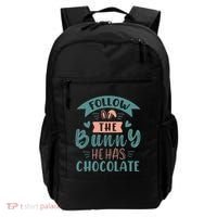 Follow The Bunny He Has Chocolate Funny Easter Backpack thumb 0
