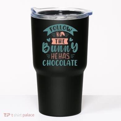 Follow The Bunny He Has Chocolate Funny Easter Tumbler