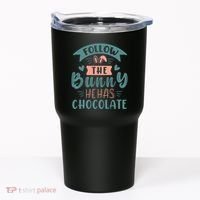 Follow The Bunny He Has Chocolate Funny Easter Tumbler thumb 0