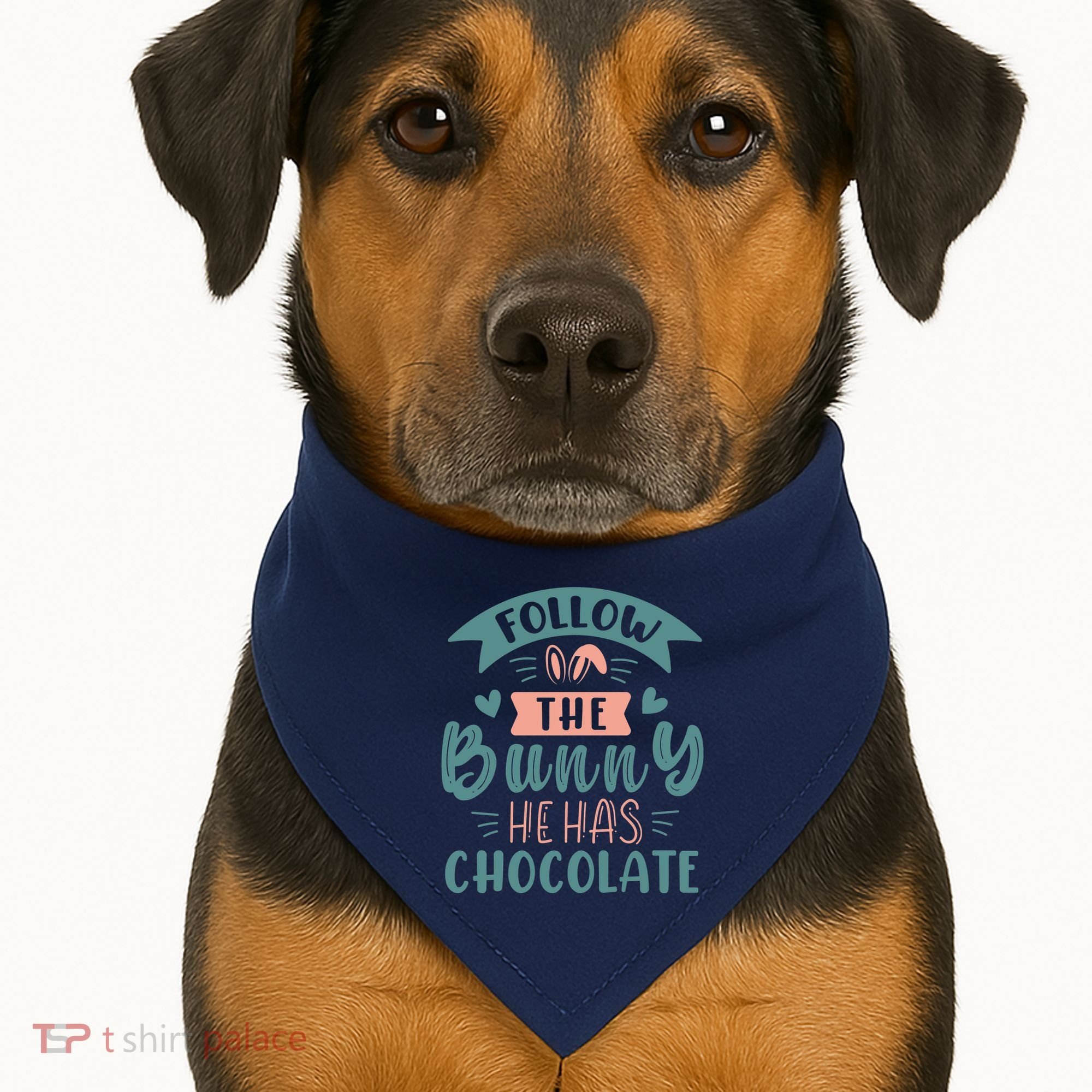 Follow The Bunny He Has Chocolate Funny Easter USA-Made Doggie Bandana