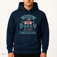 Follow The Bunny He Has Chocolate Funny Easter Hoodie thumb 2