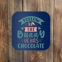 Follow The Bunny He Has Chocolate Funny Easter Coaster thumb 0