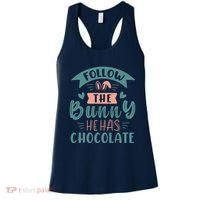 Follow The Bunny He Has Chocolate Funny Easter Women's Tank Top thumb 0
