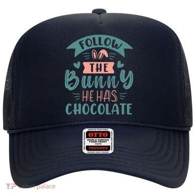 Follow The Bunny He Has Chocolate Funny Easter Hat