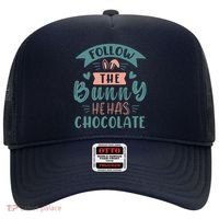 Follow The Bunny He Has Chocolate Funny Easter Hat thumb 0