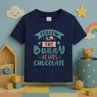 Follow The Bunny He Has Chocolate Funny Easter Toddler T-Shirt thumb 3