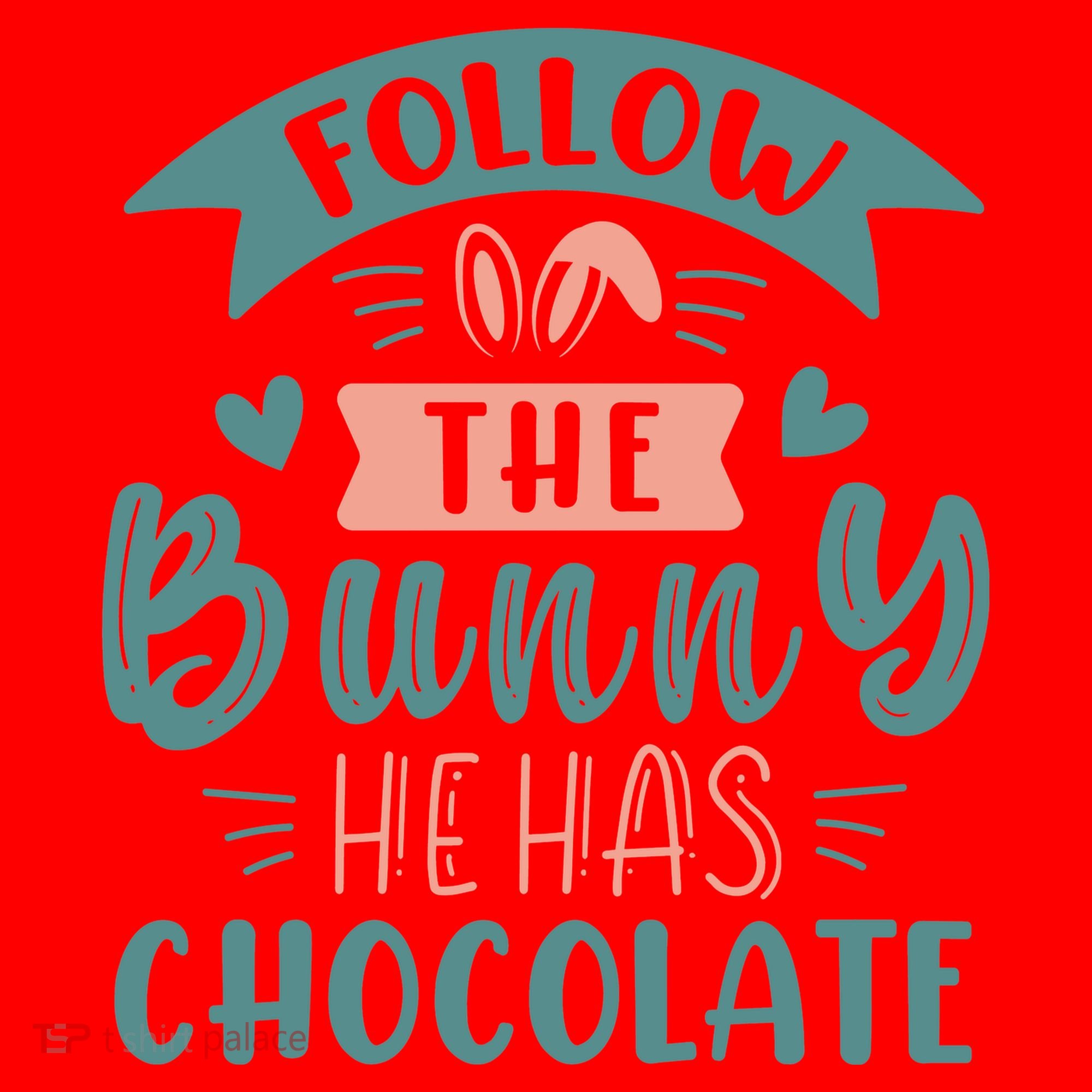 Follow The Bunny He Has Chocolate Funny Easter Santa Hat