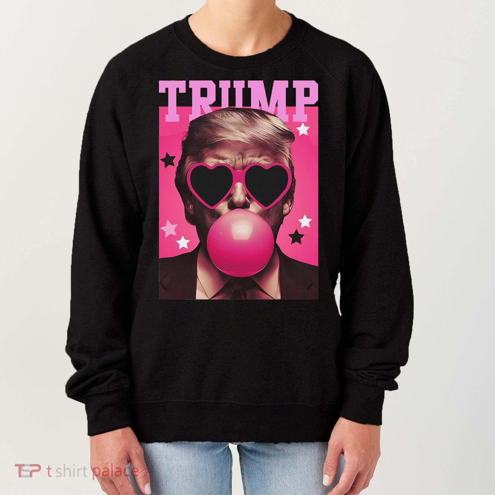 Funny Trump B.U.B.B.L.E Gum Sunglass Heart Women's Sweatshirt