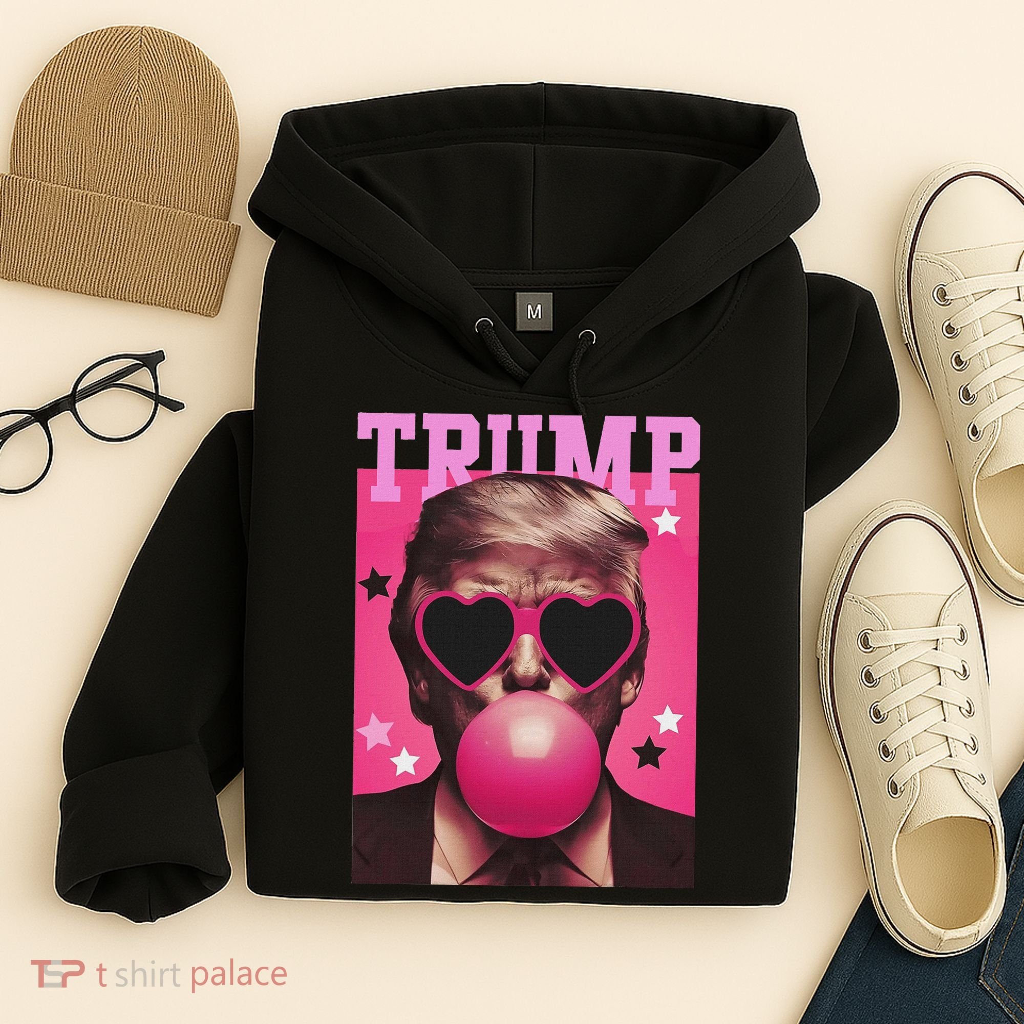 Funny Trump B.U.B.B.L.E Gum Sunglass Heart Hoodie