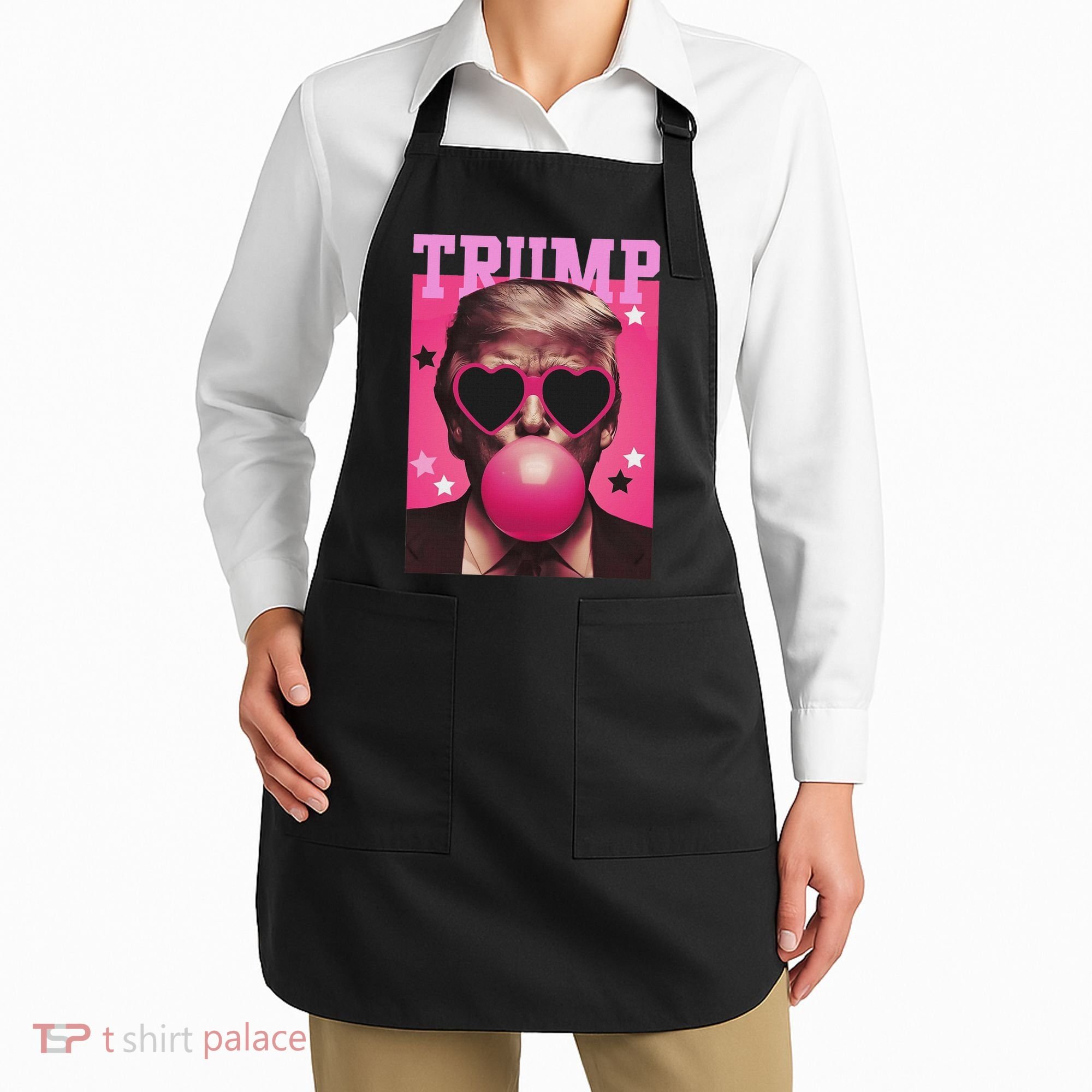 Funny Trump B.U.B.B.L.E Gum Sunglass Heart Apron