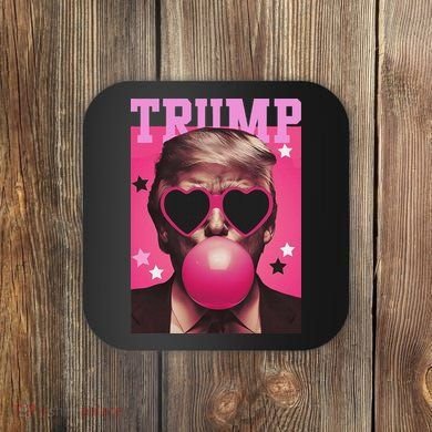 Funny Trump B.U.B.B.L.E Gum Sunglass Heart Coaster
