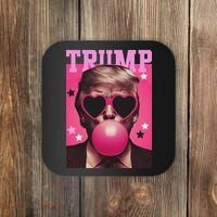 Funny Trump B.U.B.B.L.E Gum Sunglass Heart Coaster thumb 0