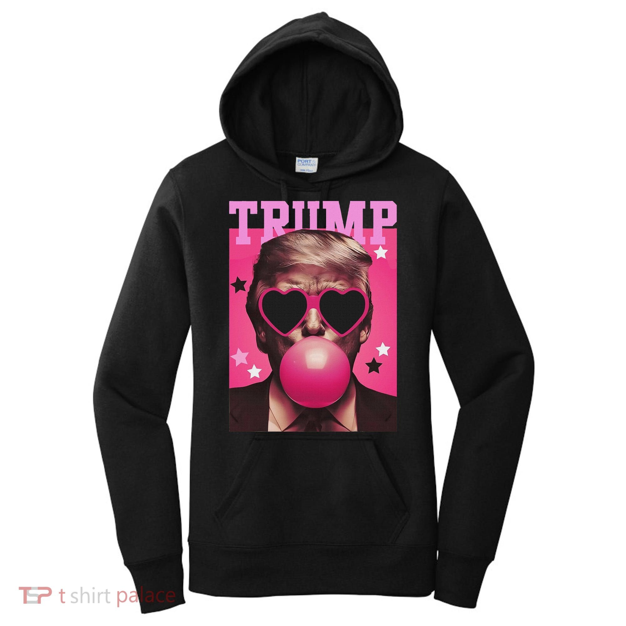 Funny Trump B.U.B.B.L.E Gum Sunglass Heart Women's Hoodie