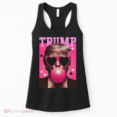 Funny Trump B.U.B.B.L.E Gum Sunglass Heart Women's Tank Top