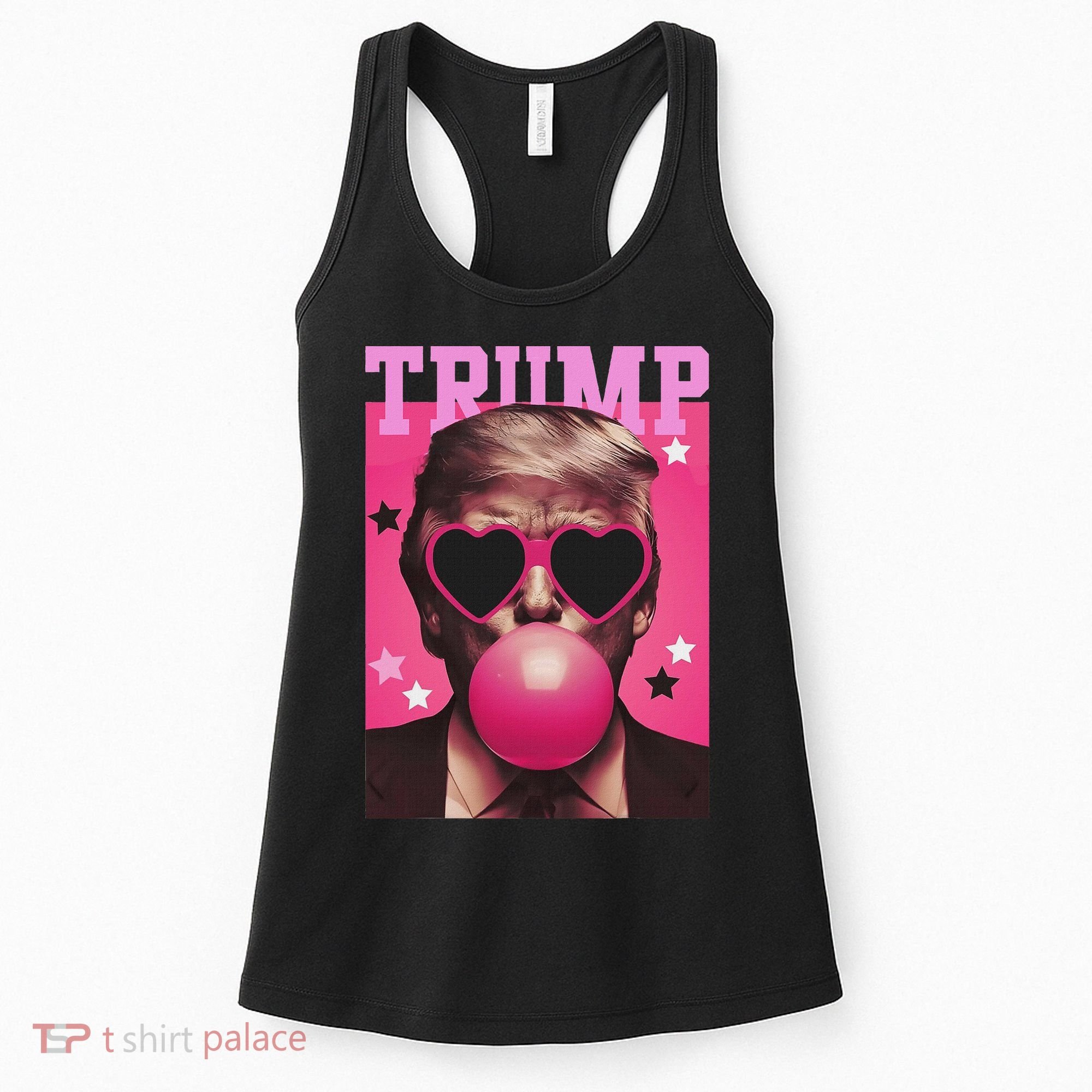 Funny Trump B.U.B.B.L.E Gum Sunglass Heart Women's Tank Top